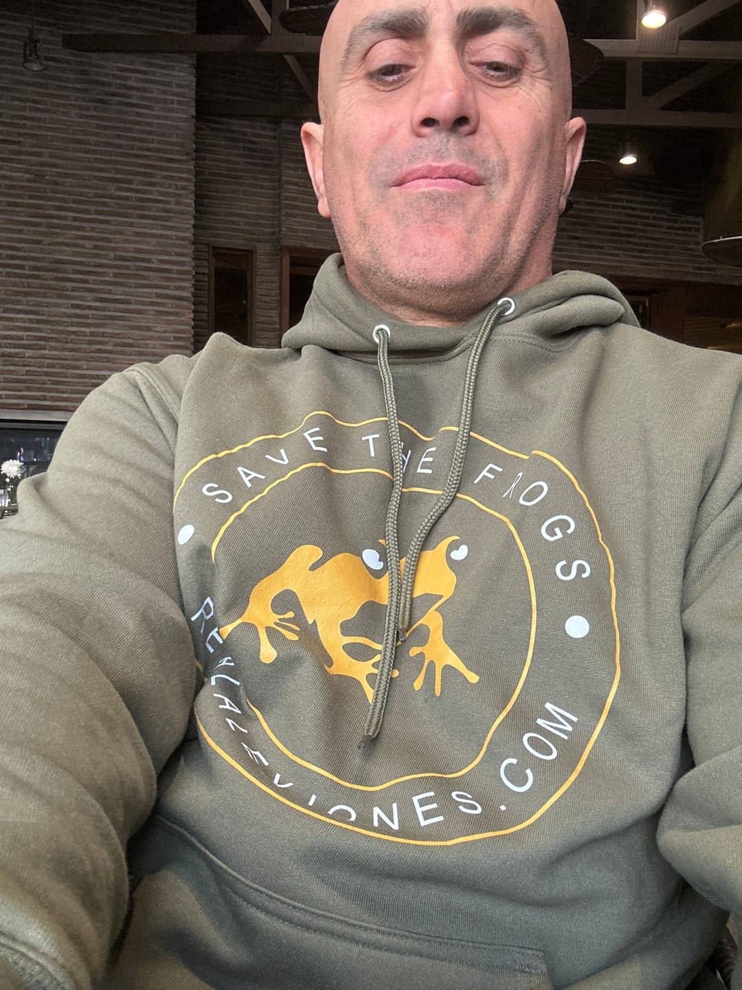 Customer photo review of Save The Frogs Hoodie