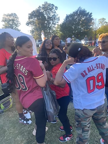 Customer photo review of Custom Black Pink-Powder Blue Stripe Fashion Authentic Baseball Jersey
