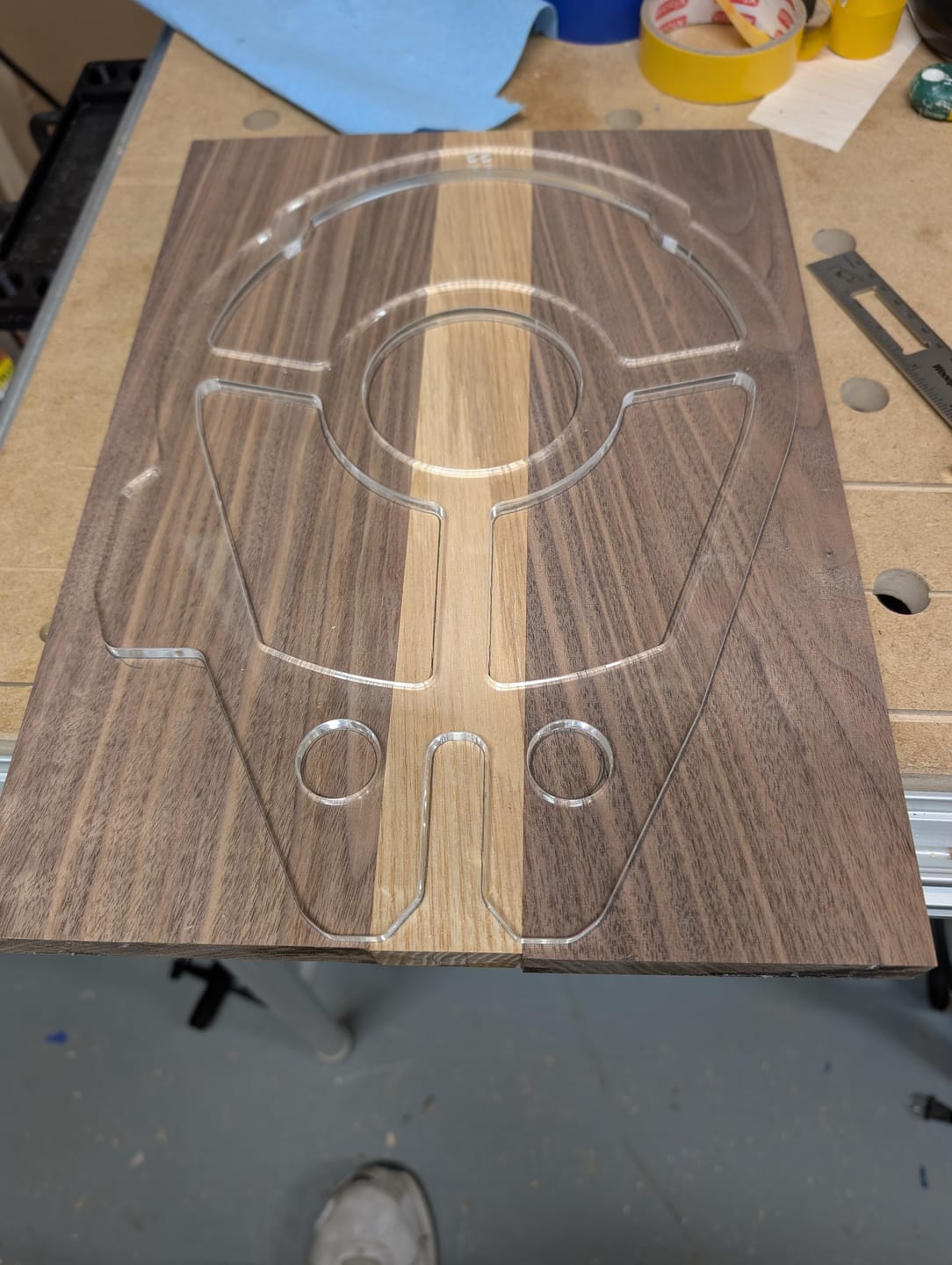 Customer photo review of 14.0x9.8" Falcon Spaceship Tray 22 Acrylic Router Template