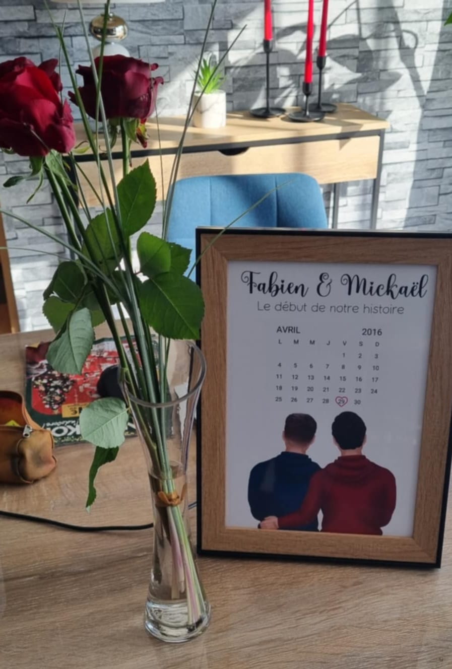 Customer photo review of Affiche Personnalisée - Couple Gay Calendrier