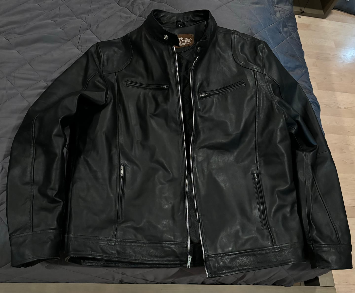 Customer photo review of Black Moto Leather Jacket