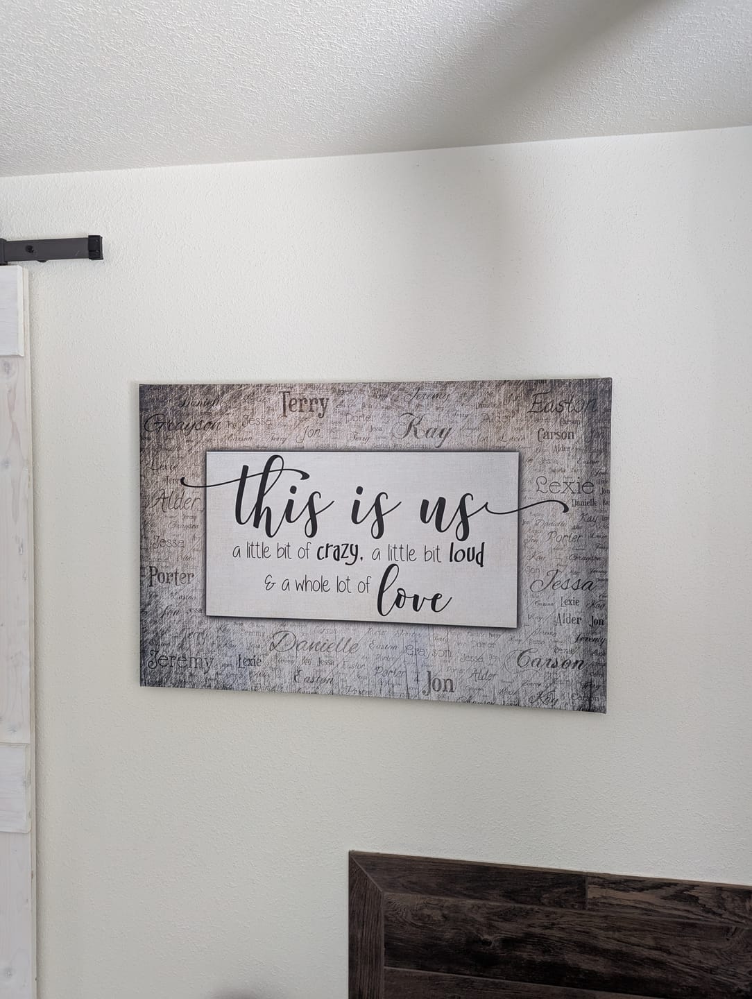 Customer photo review of Personalized "This Is Us" With Names on Background Premium Canvas
