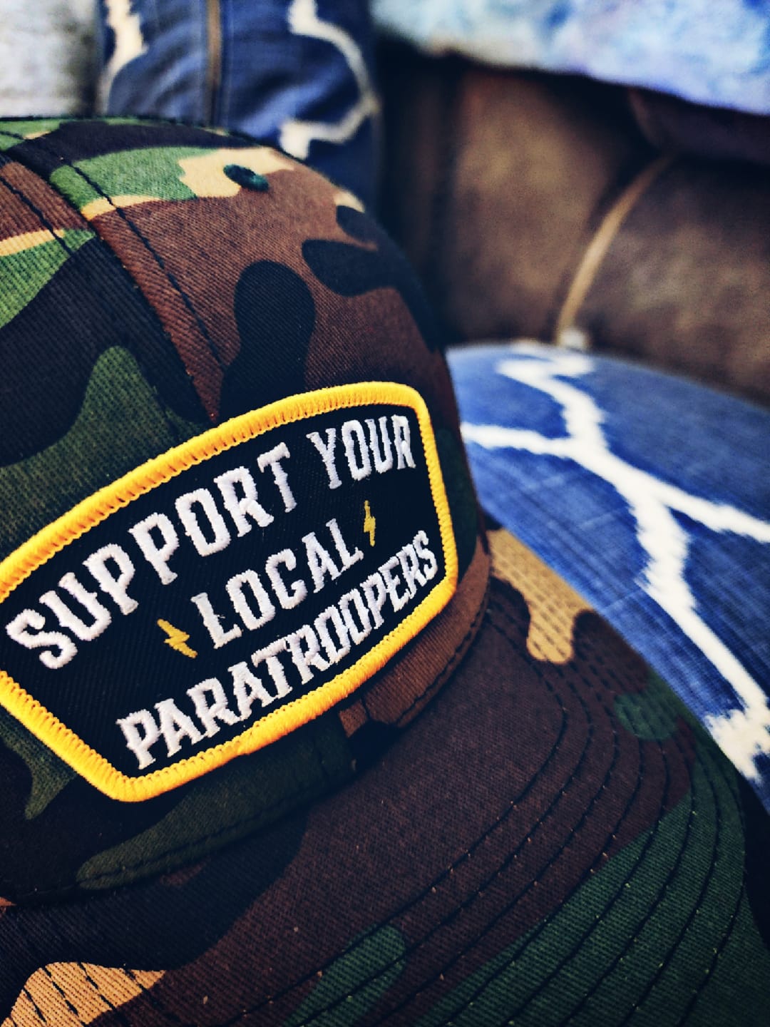 Customer photo review of Support Your Local Paratroopers Patch Trucker Hat