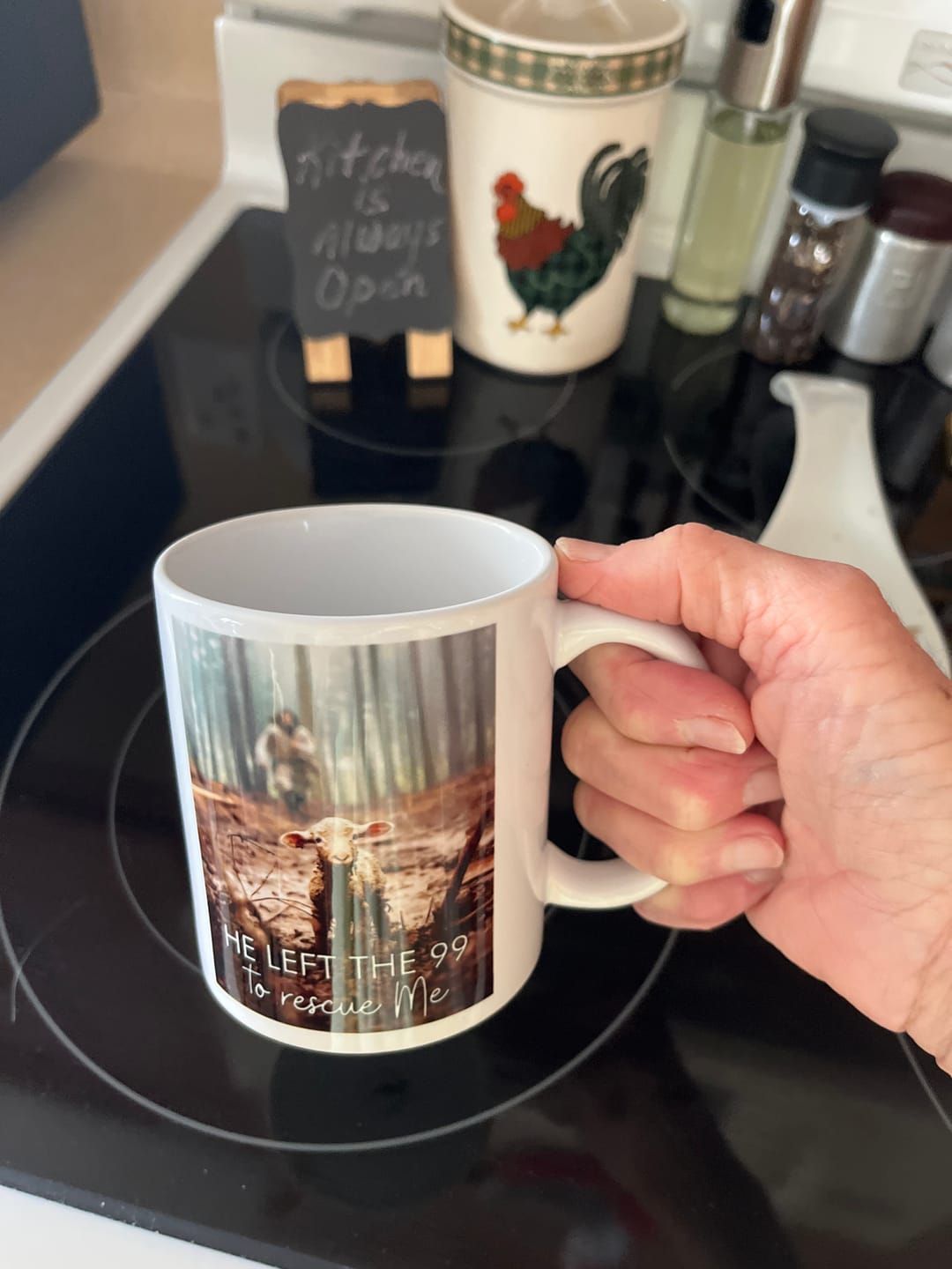 Customer photo review of He Left the 99 to Rescue Me, Jesus and Lost Sheep, Coffee Mug