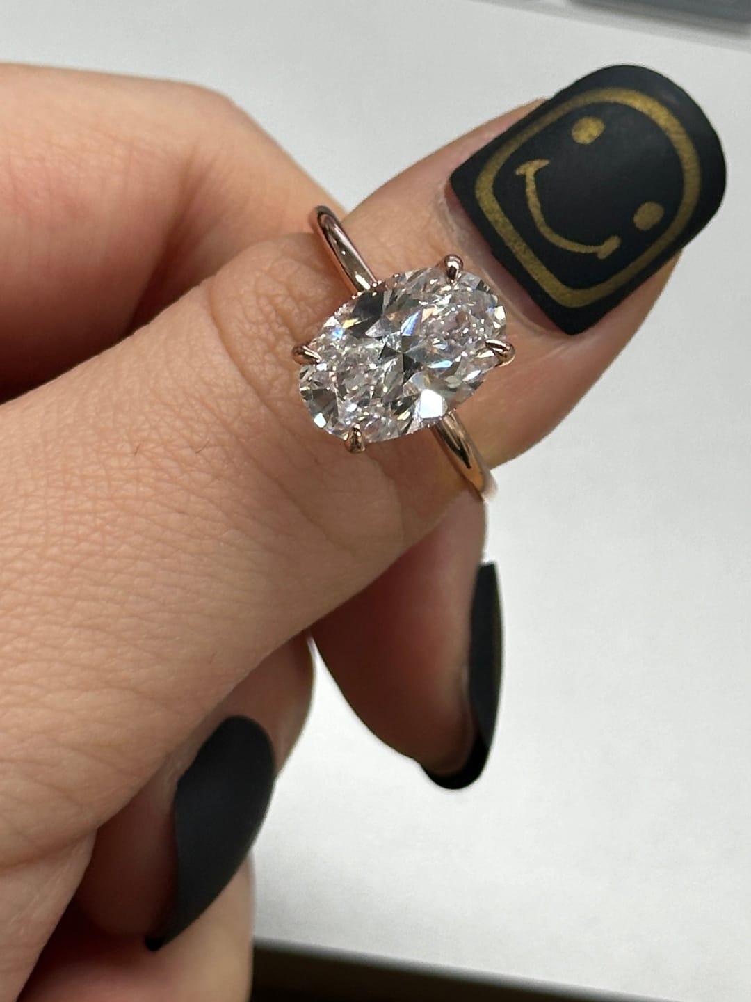 Customer photo review of S925 3.5 Carat Oval Cut Hidden Halo Engagement Ring In Sterling Silver Daily Wearable Ring