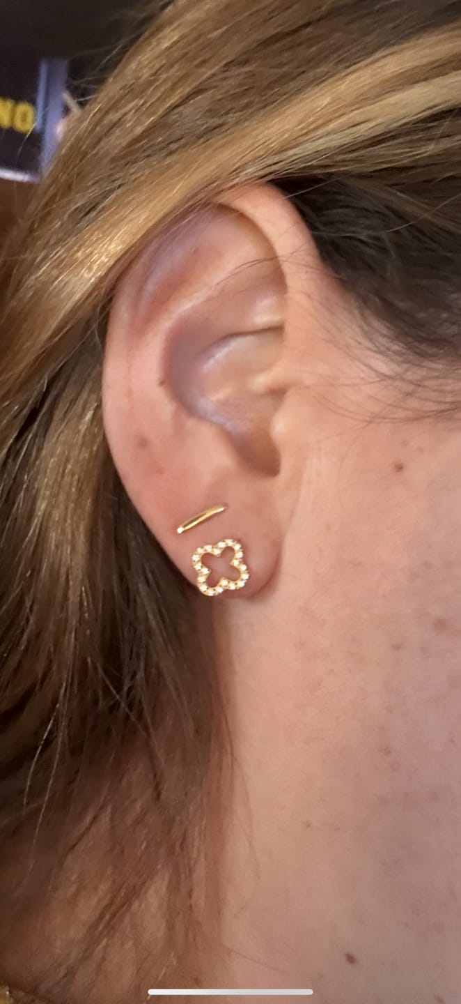 Customer photo review of Pavè Clover Studs
