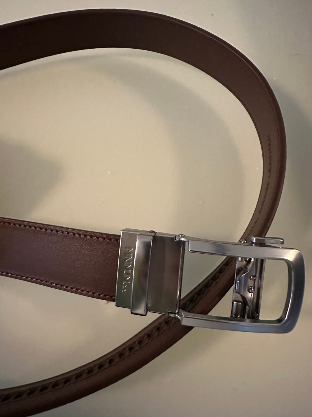 Customer photo review of Matte Silver | Full Grain Leather Belt
