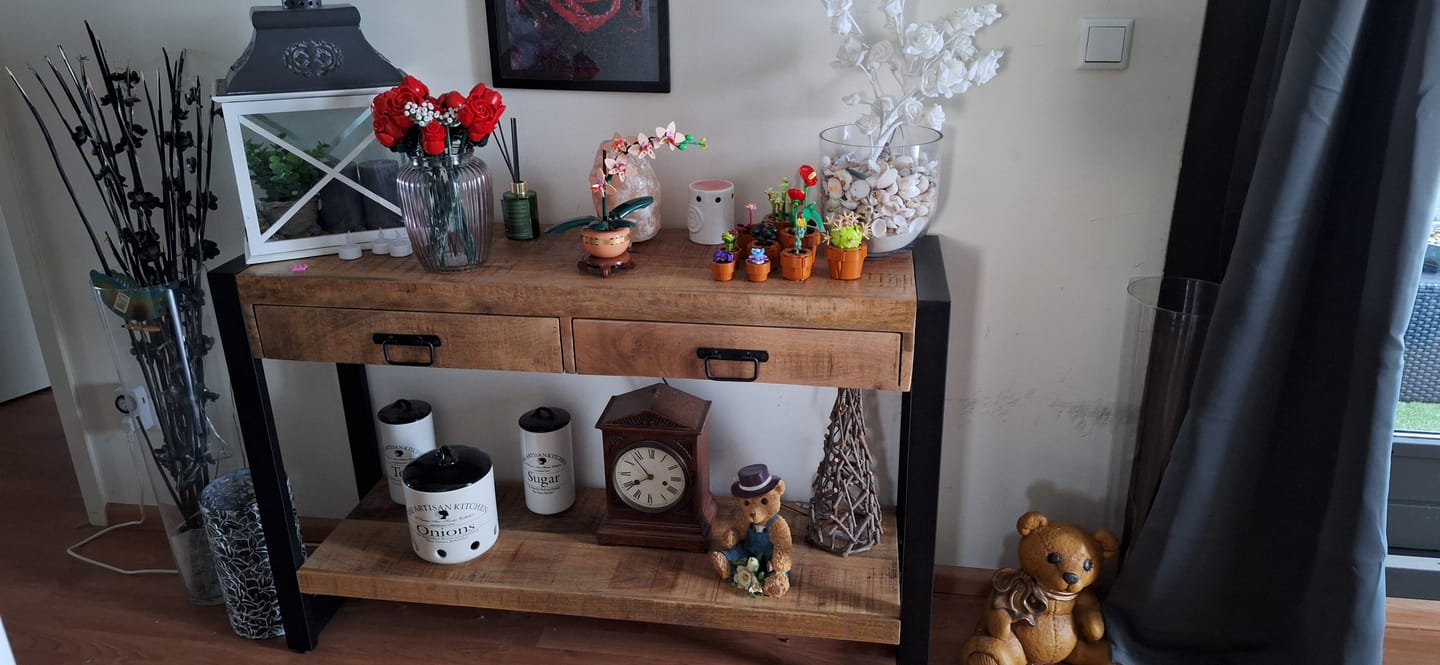 Customer photo review of Sidetable Mangohout en Staal | 120 x 35 x 76 cm