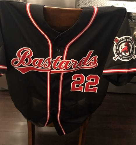 Customer photo review of Custom Red Navy-White Classic Style Authentic Baseball Jersey