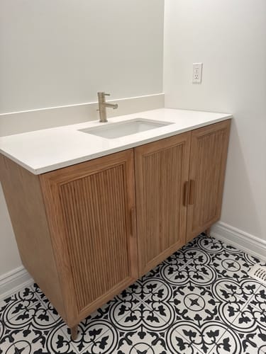 Customer photo review of Sunflower - 48" Antique Oak , Floor Standing Bathroom Vanity, Quartz Countertop