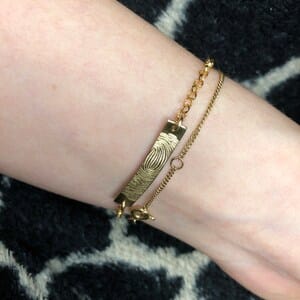 Customer photo review of Custom Engraved Bar Bracelet