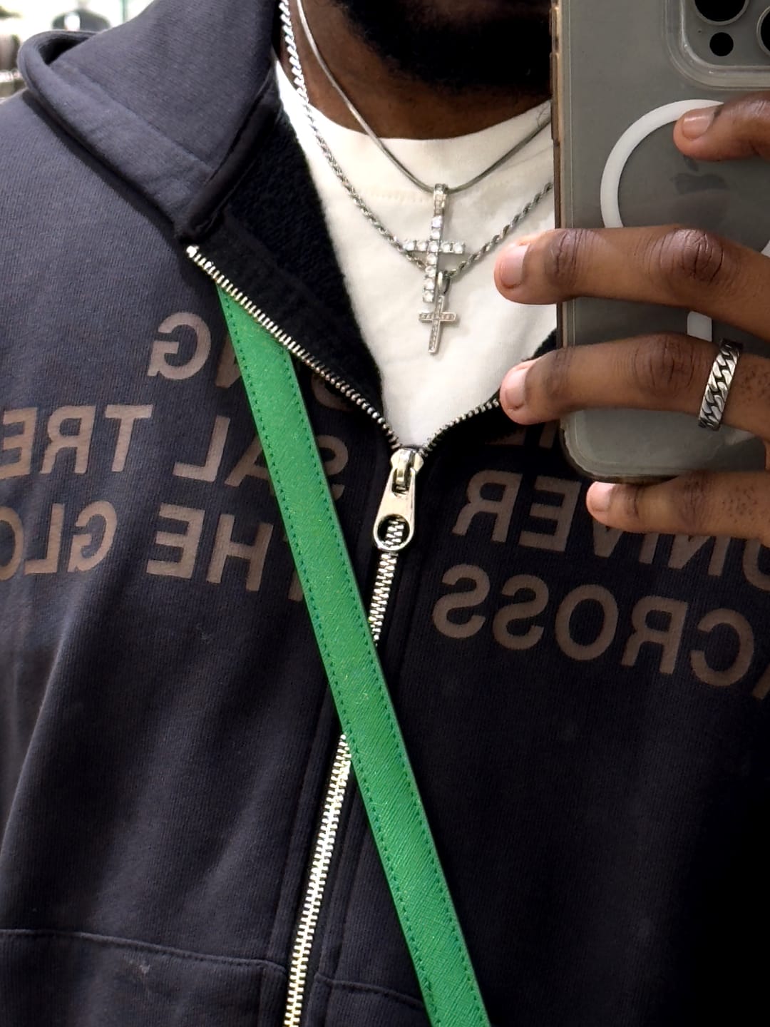 Customer photo review of CROSS PIECE PENDANT. - WHITE GOLD