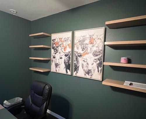 Customer photo review of Texas Longhorn Wall Art - Herd Canvas Wall Art Print - Abstract Cow Drawing Wall Art Print for Farmhouse Decor Featuring Cattle Artwork, Western Home Design