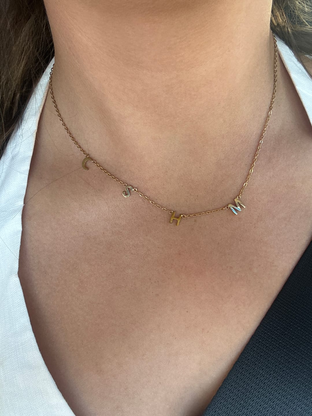 Customer photo review of The Original Initial Letter Necklace
