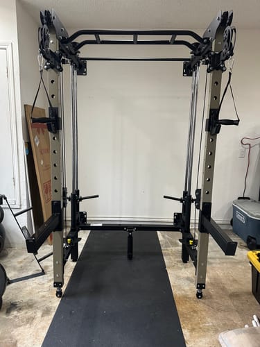Customer photo review of Major Fitness F35 All-In-One Home Gym Wall-Mount Folding Power Rack