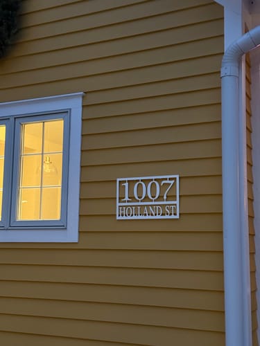 Customer photo review of Home Address Plaque - 3 Sizes - Personalized Metal Street Name and House Numbers Sign