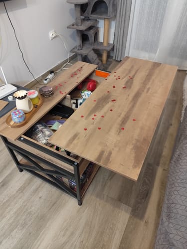 Customer photo review of Τραπεζάκι Σαλονιού Με Ρυθμιζόμενο Ύψος Βοηθητικό Τραπέζι Καθιστικού Καναπέ Κρυφός Αποθηκευτικός Χώρος LC-T205K50