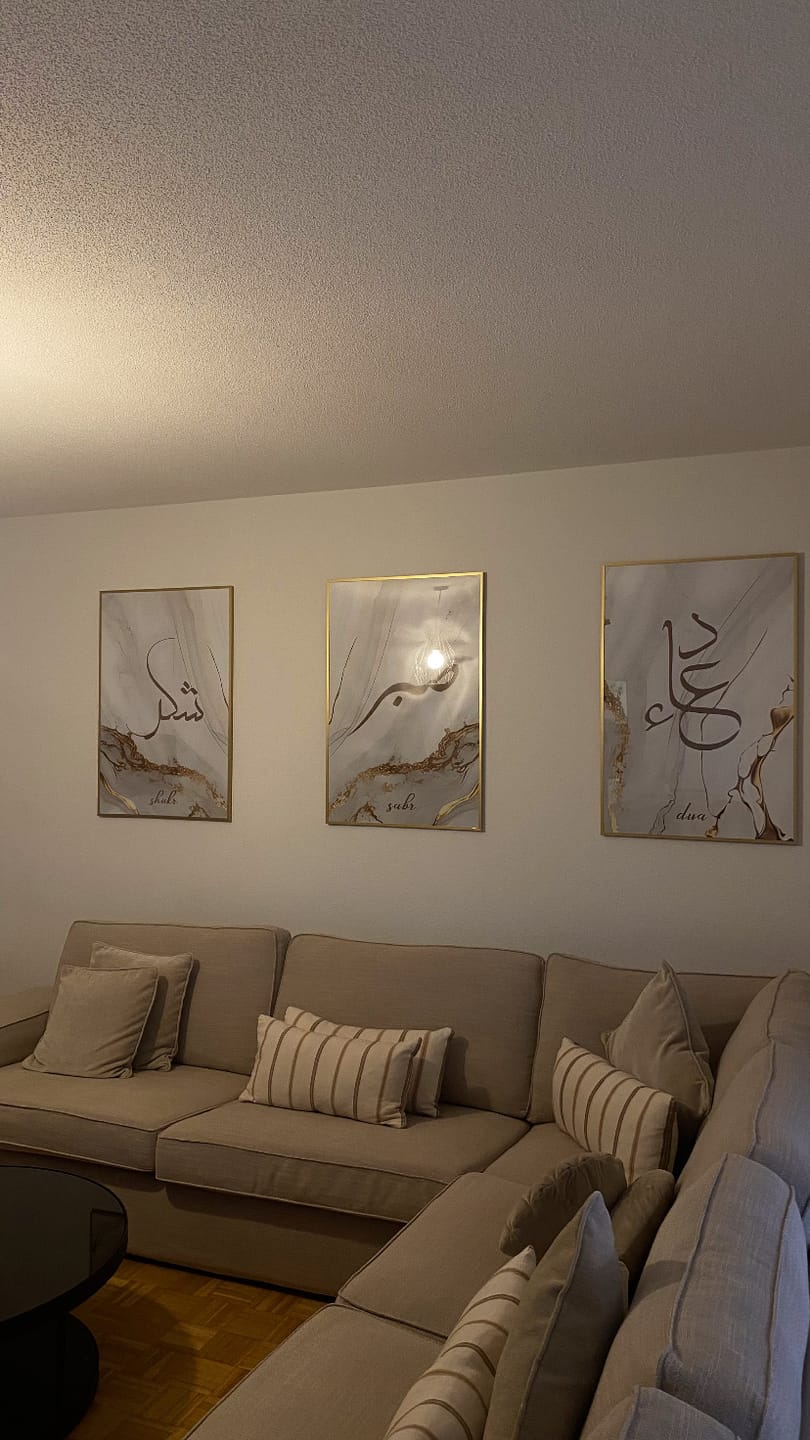 Customer photo review of Shukr, Dua, Sabr - Grey Golden Marble (Poster Set)