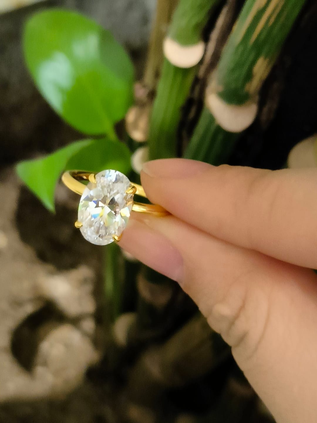Customer photo review of S925 3.5 Carat Oval Cut Hidden Halo Engagement Ring In Sterling Silver Daily Wearable Ring