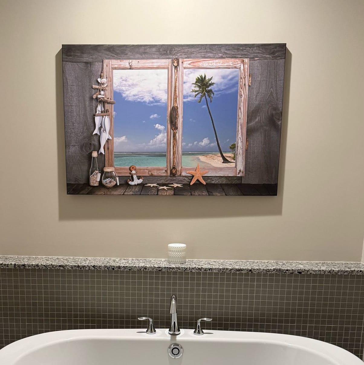Customer photo review of Window Wall Art Relaxing Beach Starfish Seashells Nautical Art Ocean Artwork