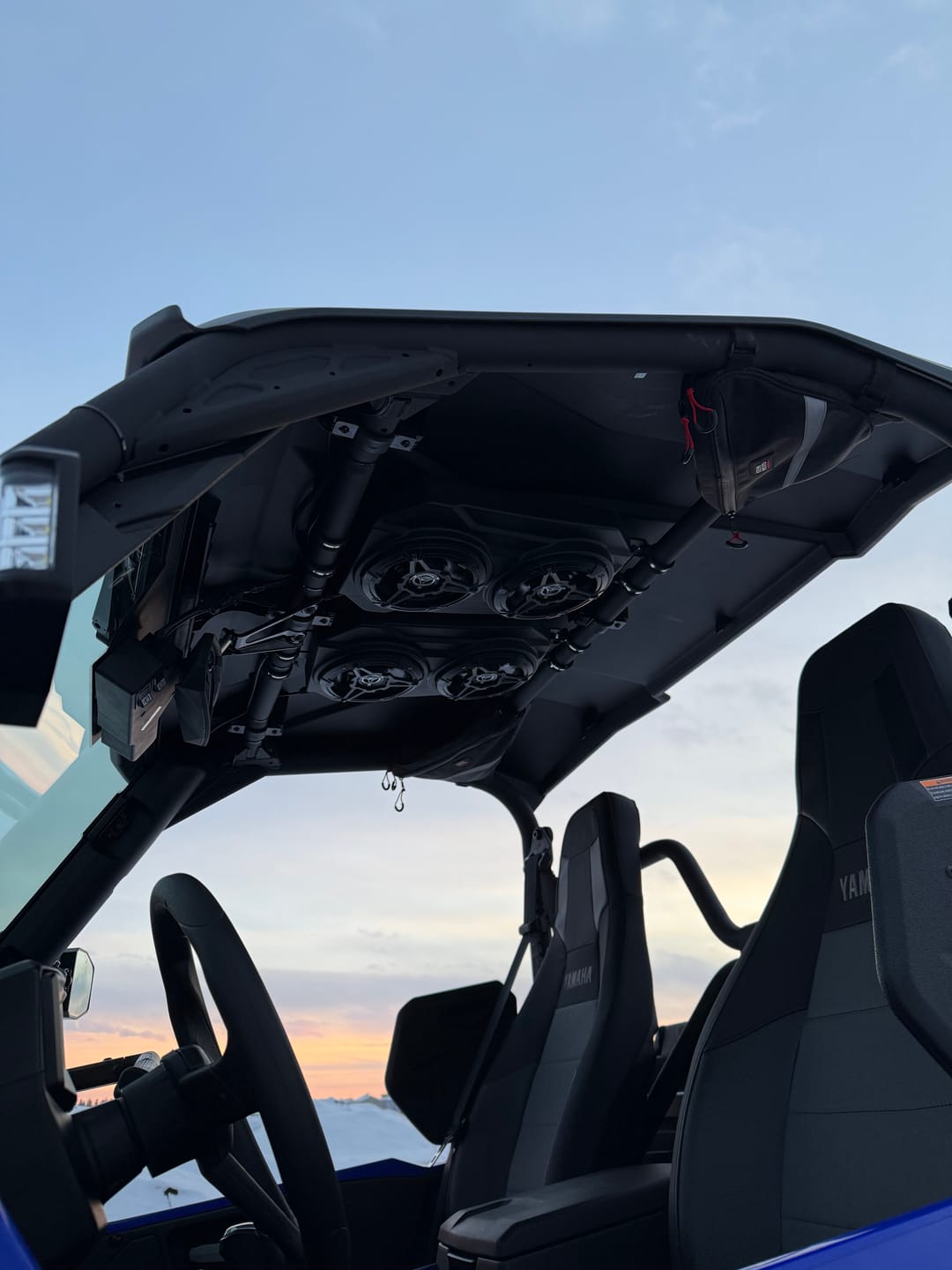 Customer photo review of UTV Sound System 6.5 Inch Speakers Overhead Stereo Bluetooth Fits 1.625-1.9in Roll Cages