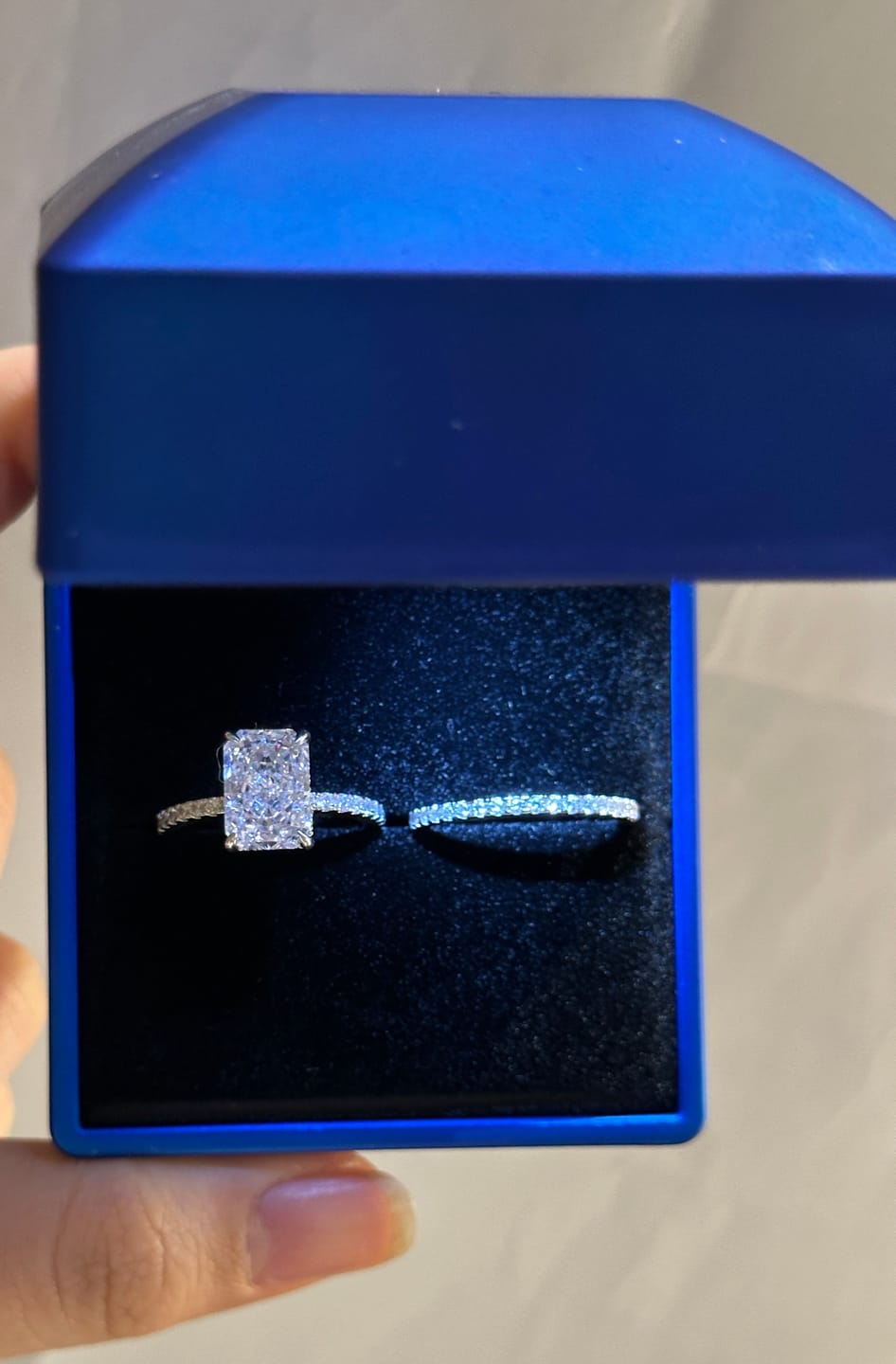 Customer photo review of S925 3.5 Carat Radiant Cut Wedding Ring Set In Sterling Silver Holiday Ring Gift For Women