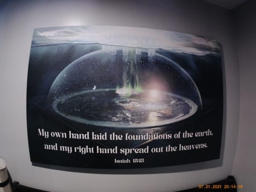 Customer photo review of Flat Earth With Firmament Isaiah 4813 Rectangle Canvas Wall Art