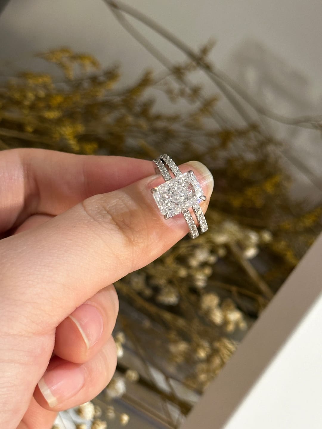 Customer photo review of S925 3.5 Carat Radiant Cut Wedding Ring Set In Sterling Silver Holiday Ring Gift For Women