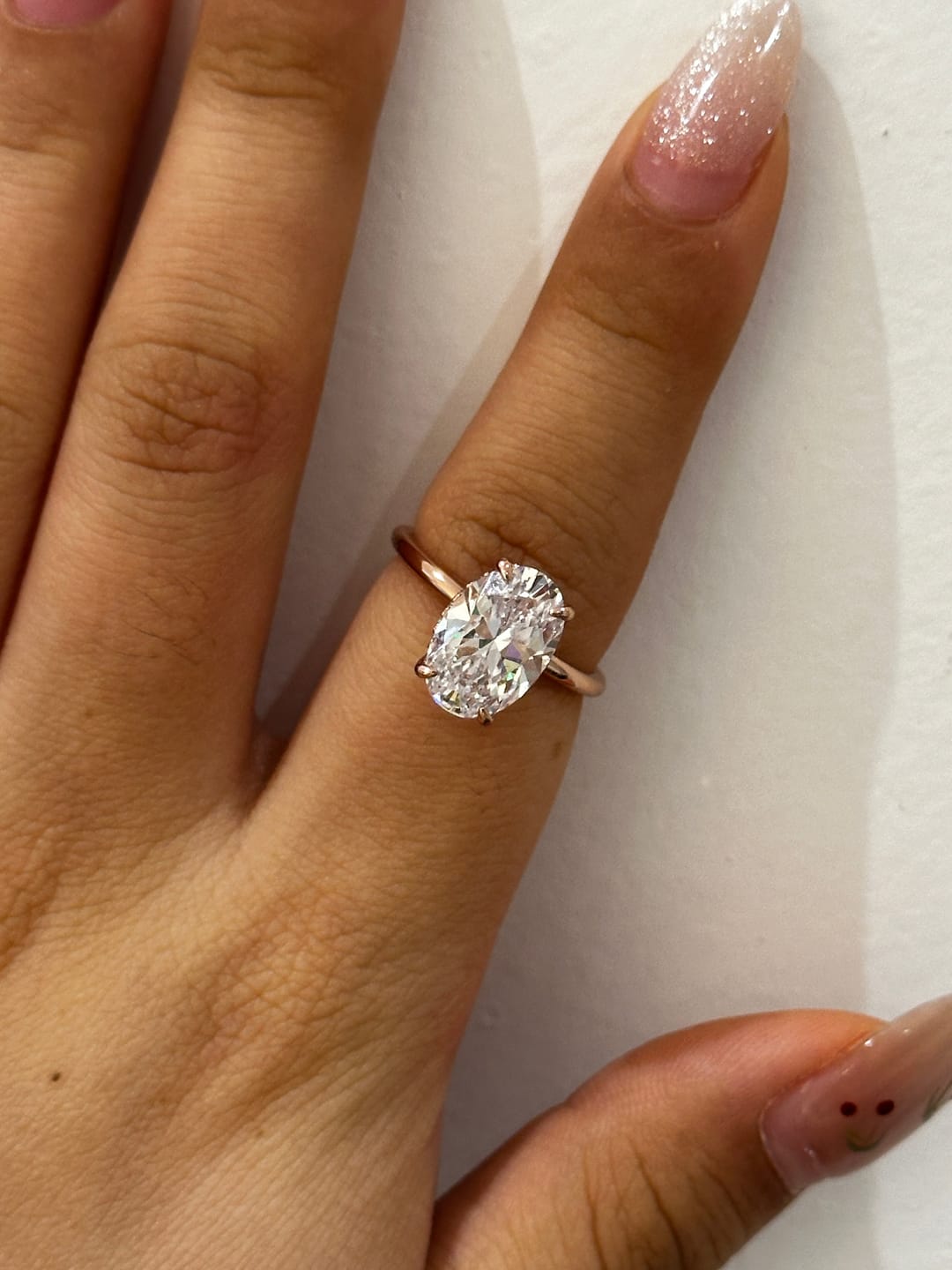 Customer photo review of S925 3.5 Carat Oval Cut Hidden Halo Engagement Ring In Sterling Silver Daily Wearable Ring
