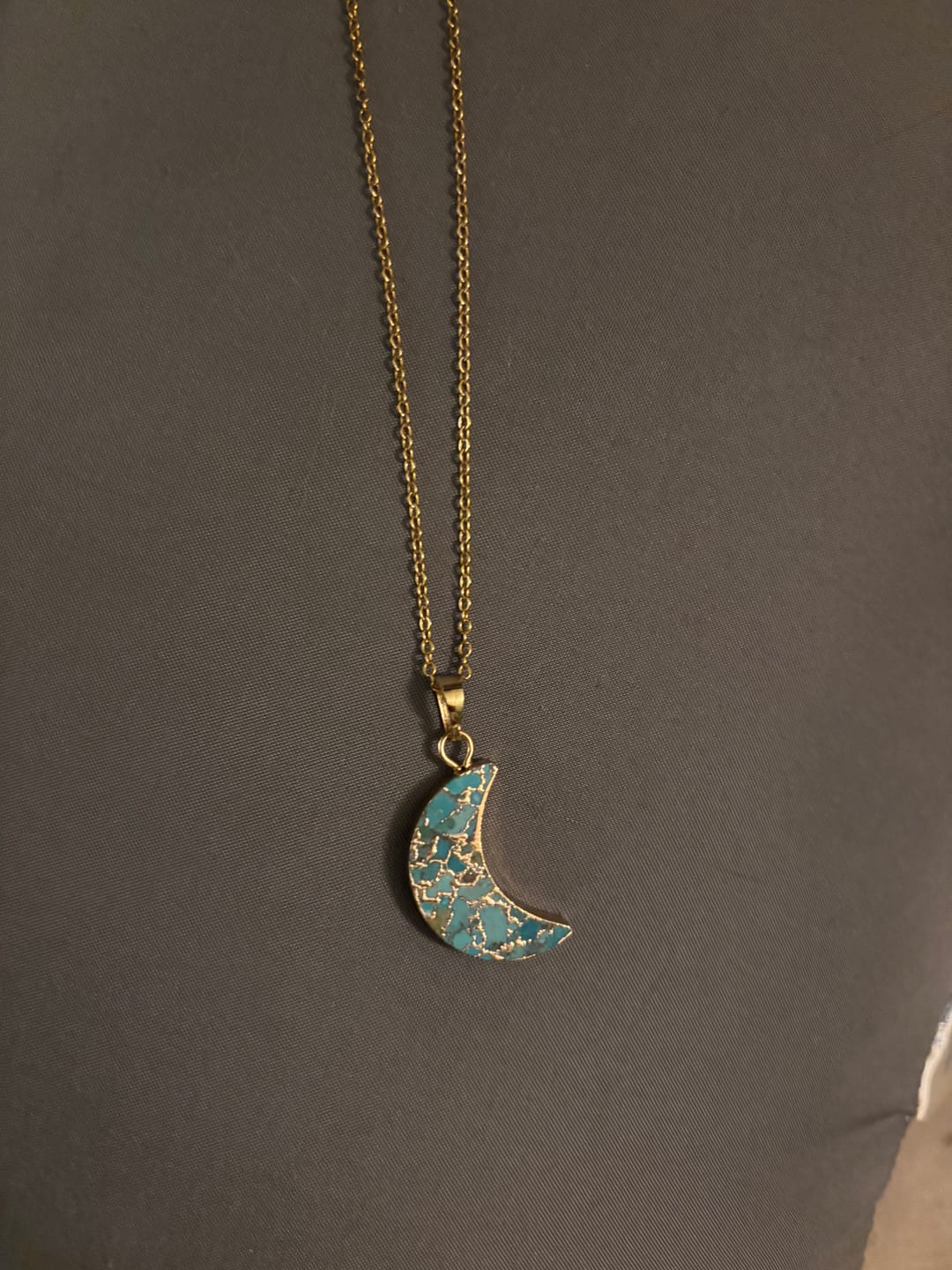 Customer photo review of Rhythm Of Time Turquoises Moon Necklace