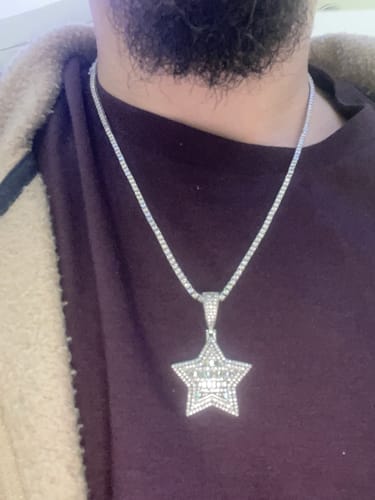 Customer photo review of Sterling Silver VVS Moissanite Cross Pendant