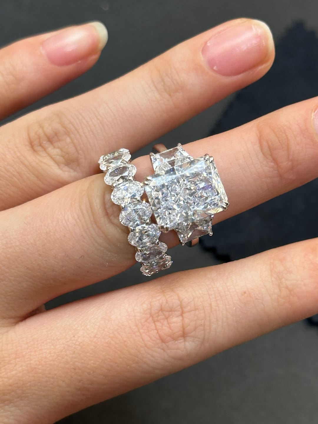 Customer photo review of S925 8 Ct Louily Luxurious Three Stone Radiant Cut Wedding Set In Sterling Silver