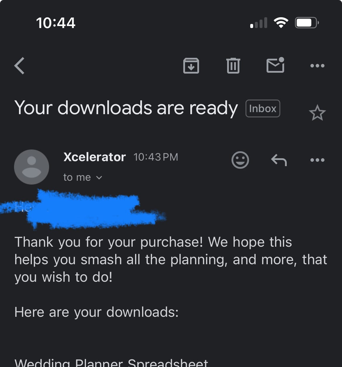 Customer photo review of Wedding Planner Spreadsheet