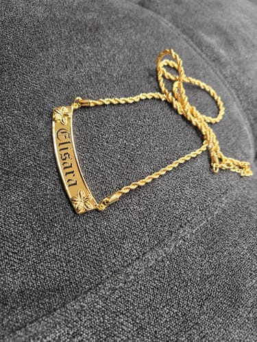 Customer photo review of 10mm Alana Heirloom Personalized Plate Necklace