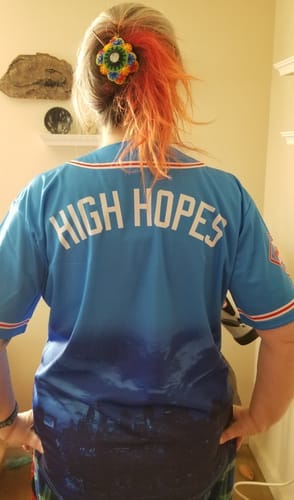 Customer photo review of Custom Navy Red-White Classic Style Authentic Baseball Jersey