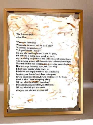 Customer photo review of “The Summer Day” by Mary Oliver Art Print