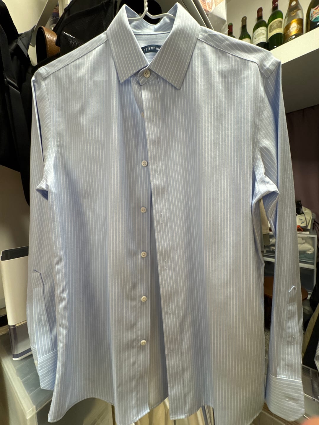Customer photo review of Wrinkle-Free Dobby Dress Shirt | Blue Stripes 8301NZ