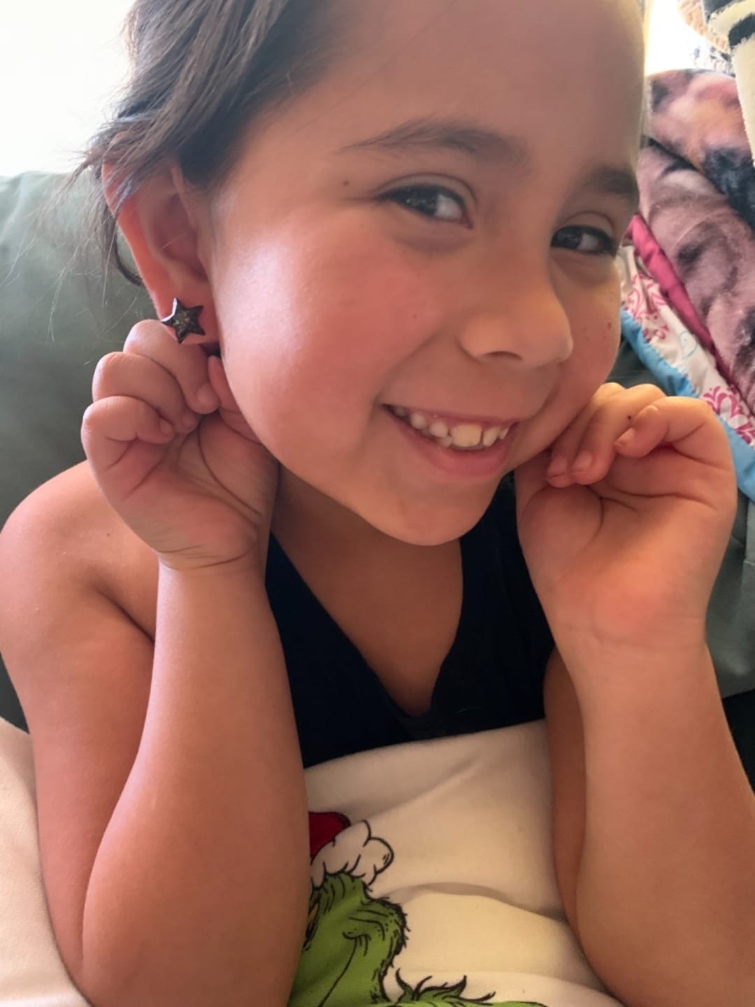 Customer photo review of Glitter Majestic Unicorn Studs Hypoallergenic Earrings for Sensitive Ears Made with Plastic Posts