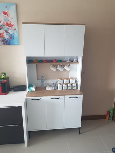 Customer photo review of Rani JE184 Çok Amaçlı Dolap 6 Kapaklı Kiler Mutfak Dolabı Sepet Ceviz - Beyaz