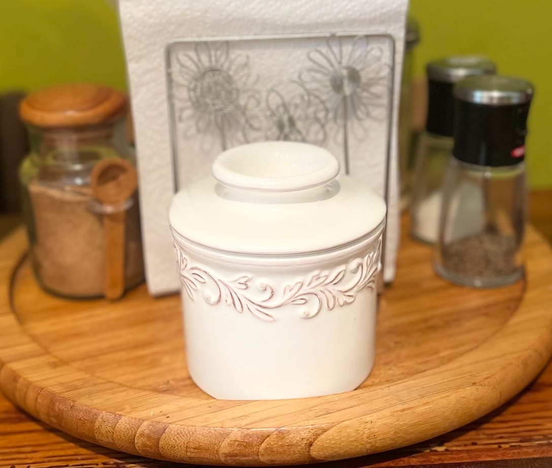 Customer photo review of White Linen Antique Butter Bell Crock