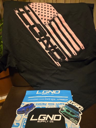 Customer photo review of Peach Distressed Flag Tee