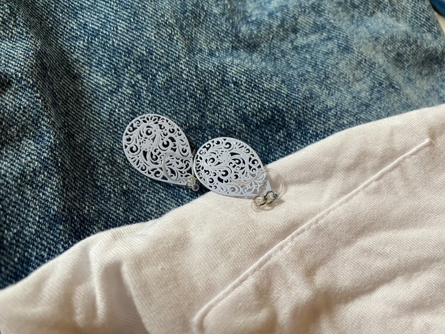 Customer photo review of Paisley Teardrop Dangles Hypoallergenic Earrings for Sensitive Ears Made with Plastic Posts