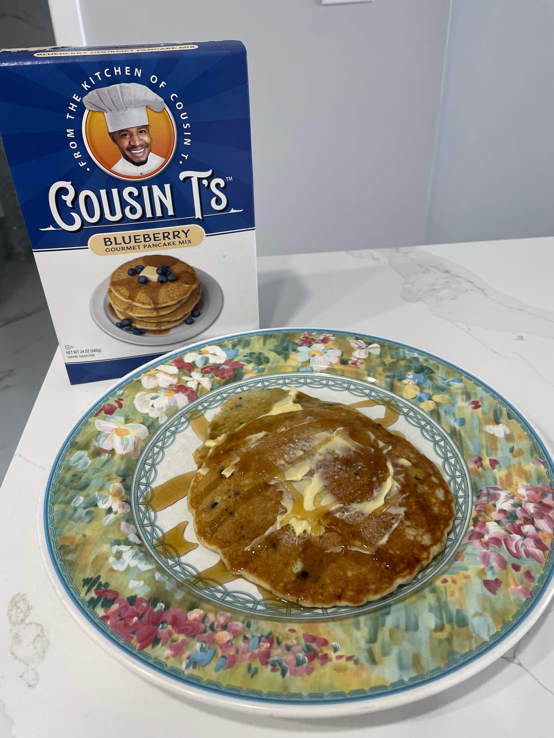 Customer photo review of Cousin T's Gourmet Blueberry Pancake Mix