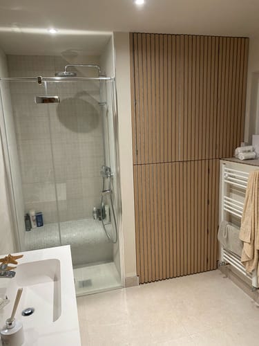 Customer photo review of Wooden Wall Panel | Natural Oak Grey Felt | Premium 3-sided Wood Veneer