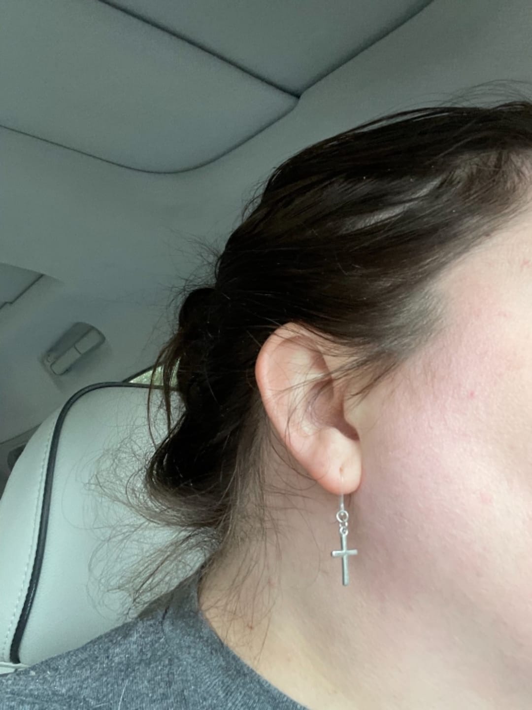 Customer photo review of Simple Cross Dangles Hypoallergenic Earrings for Sensitive Ears Made with Plastic Posts