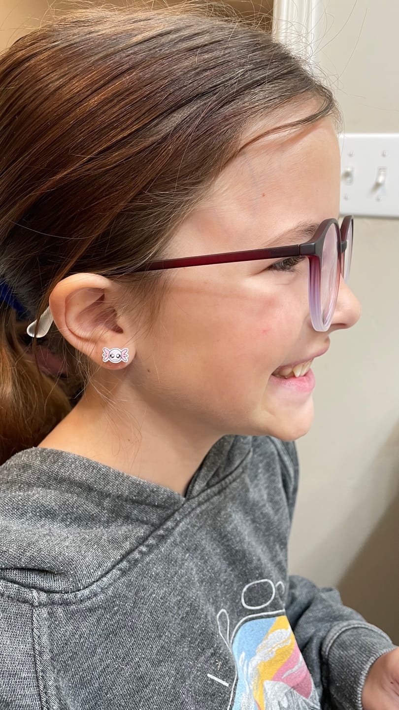 Customer photo review of Axolotl Studs Hypoallergenic Earrings for Sensitive Ears Made with Plastic Posts