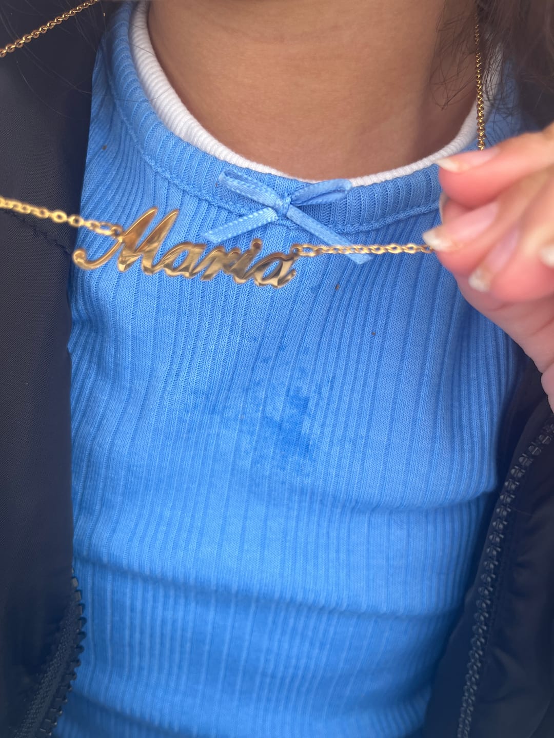 Customer photo review of LUX Name Necklace