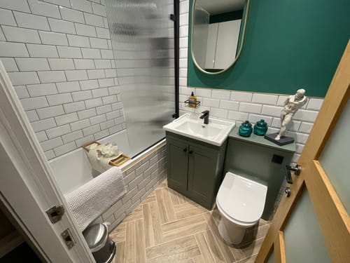 Customer photo review of Noble Brown Rectangle Porcelain Tile