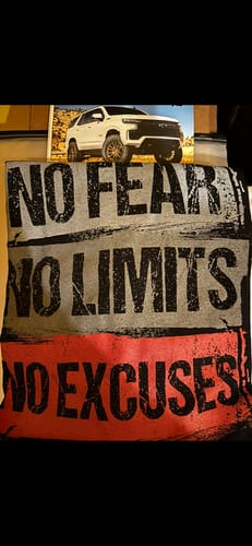 Customer photo review of No Excuses Tee