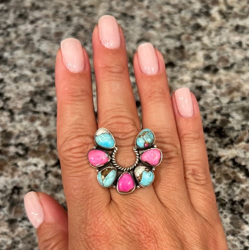 Customer photo review of Handmade Cotton Candy Sterling Adjustable Naja Ring